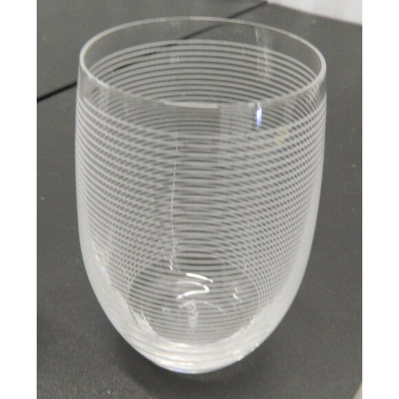 Mikasa Cheers Stemless Wine Glass 17 OZ Set of 3 Clear Etched Brand Dots Lines - Picture 5 of 9